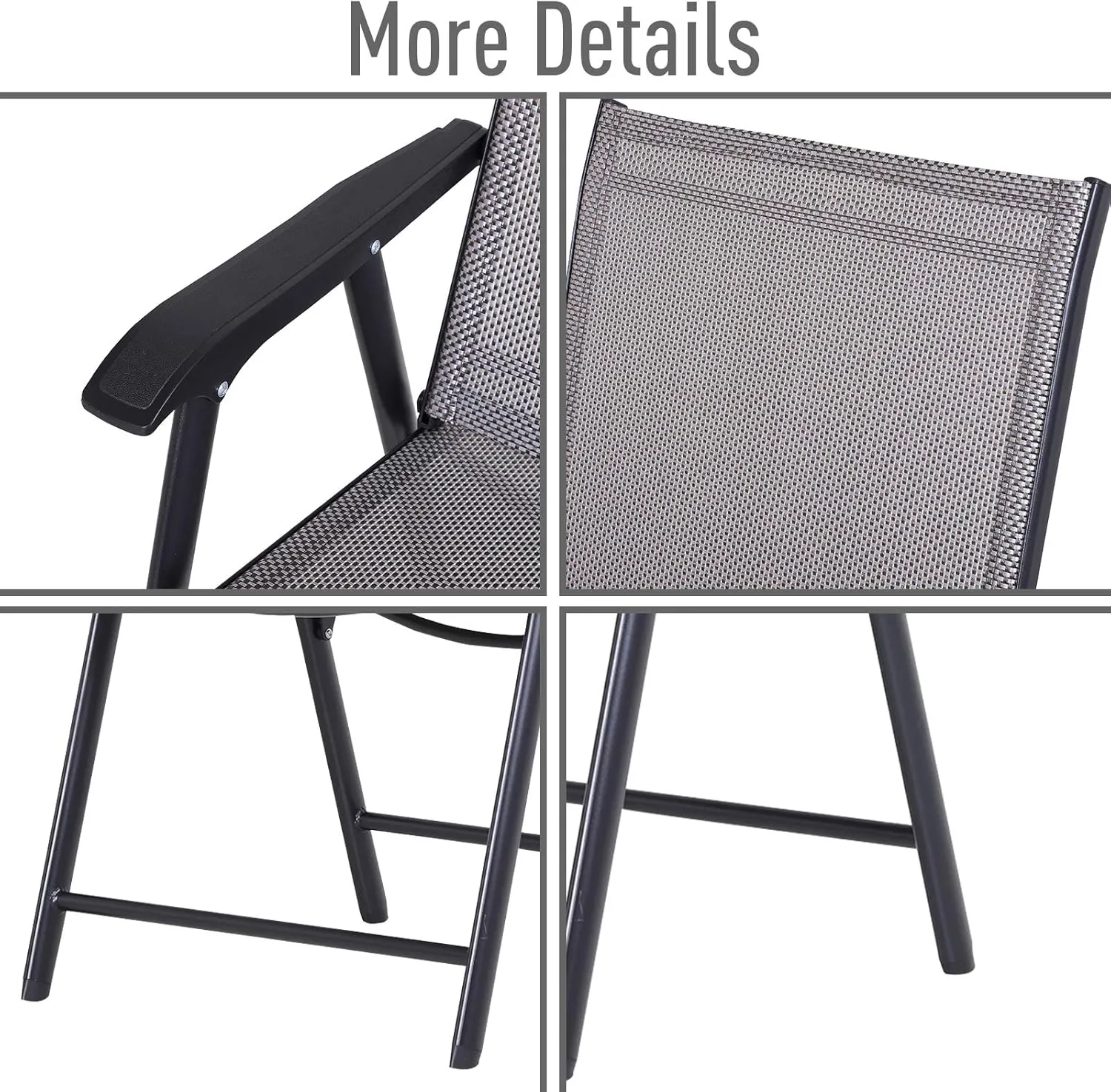 Outsunny Folding Outdoor Patio Chairs Set of 4 Stackable Portable for Deck, Garden, Camping and Travel