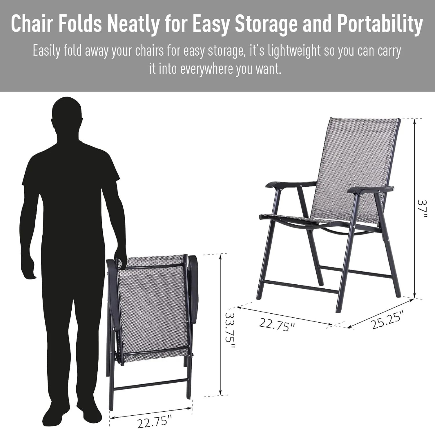 Outsunny Folding Outdoor Patio Chairs Set of 4 Stackable Portable for Deck, Garden, Camping and Travel