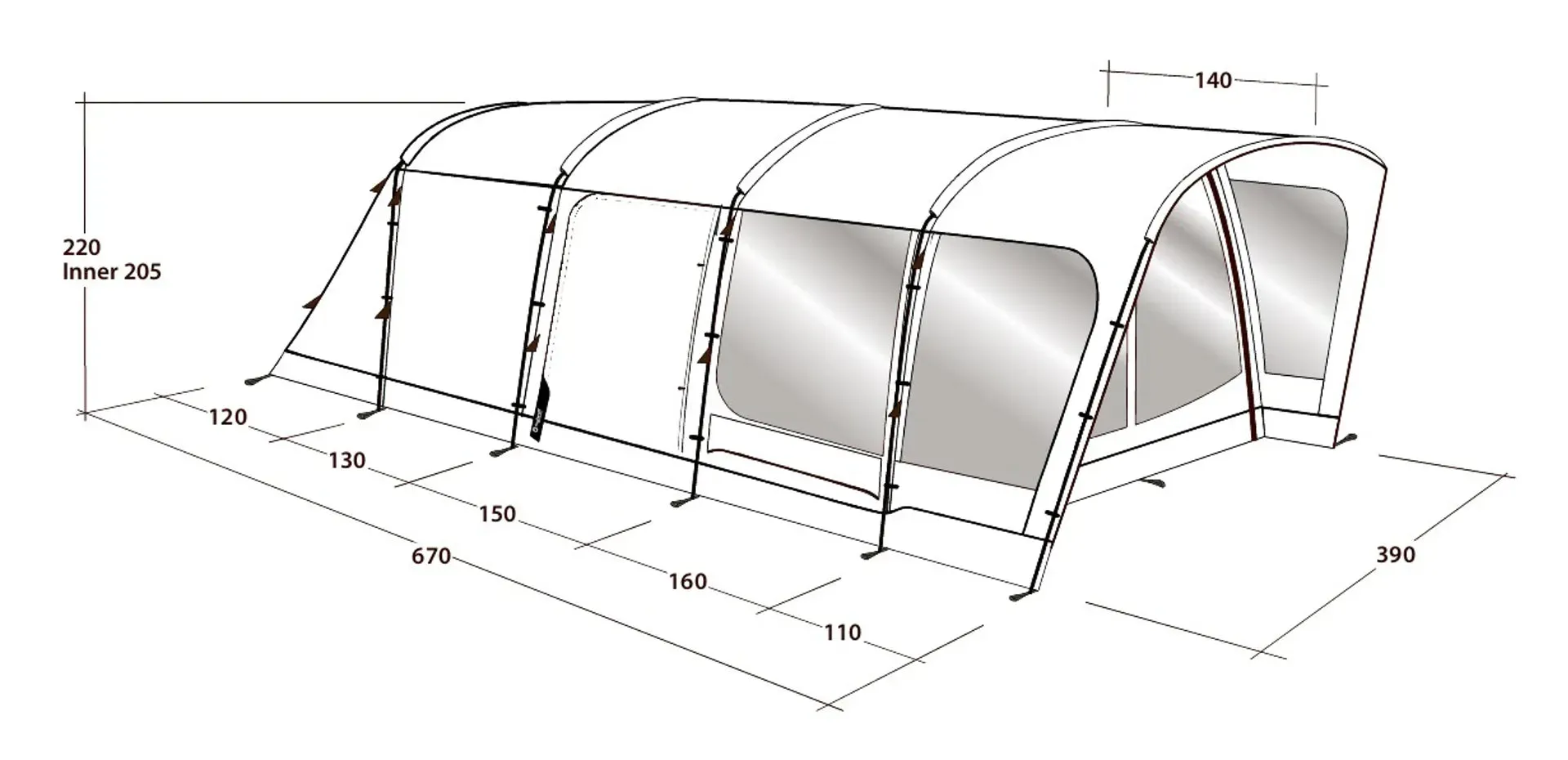 Outwell Colorado 6PE, 6 Person Tent 2021 - Blue/Grey (OUT0066)