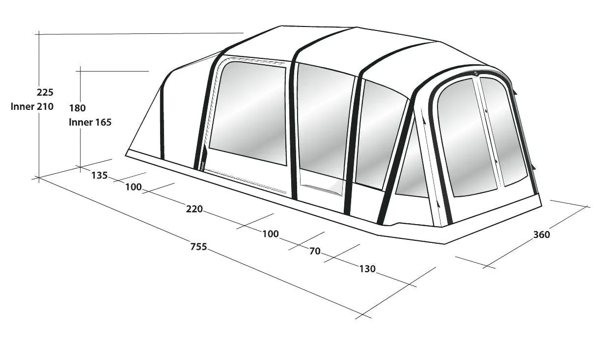 Outwell Jacksondale 5PA Air Tent 2023, 5 Person Family Tent in Green