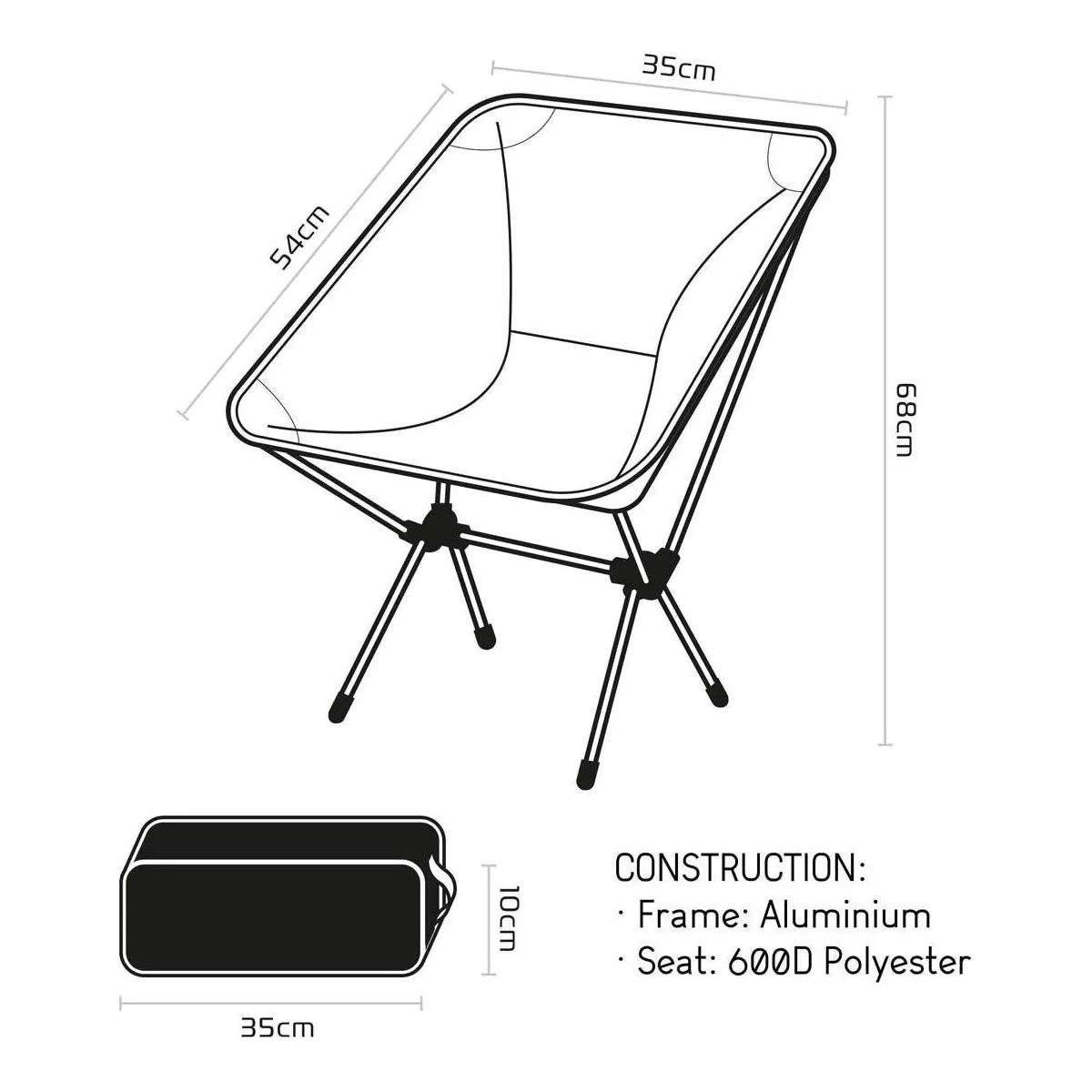 Oxford Camping Chair Black: Lightweight and Foldable Outdoor Chair for Camping