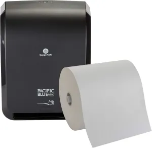 Pacific Blue Ultra 8" High-Capacity Automated Touchless Paper Towel Dispenser Starter Kit by GP PRO (Georgia-Pacific), Black Dispenser (59590) 1 White Towel Roll (26491)