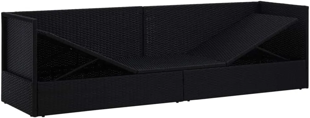 Patio Bed with Cushion & Pillows Poly Rattan Blacktanning Chair Camping Chairs Patio Recliner Suitable for Garden Courtyard