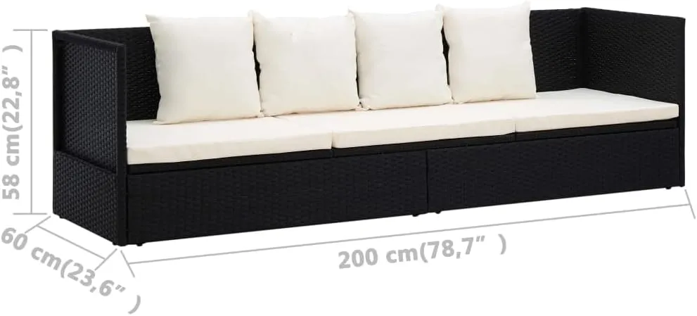 Patio Bed with Cushion & Pillows Poly Rattan Blacktanning Chair Camping Chairs Patio Recliner Suitable for Garden Courtyard