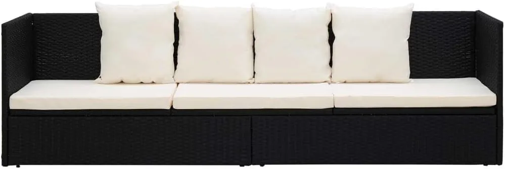 Patio Bed with Cushion & Pillows Poly Rattan Blacktanning Chair Camping Chairs Patio Recliner Suitable for Garden Courtyard