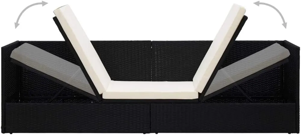Patio Bed with Cushion & Pillows Poly Rattan Blacktanning Chair Camping Chairs Patio Recliner Suitable for Garden Courtyard