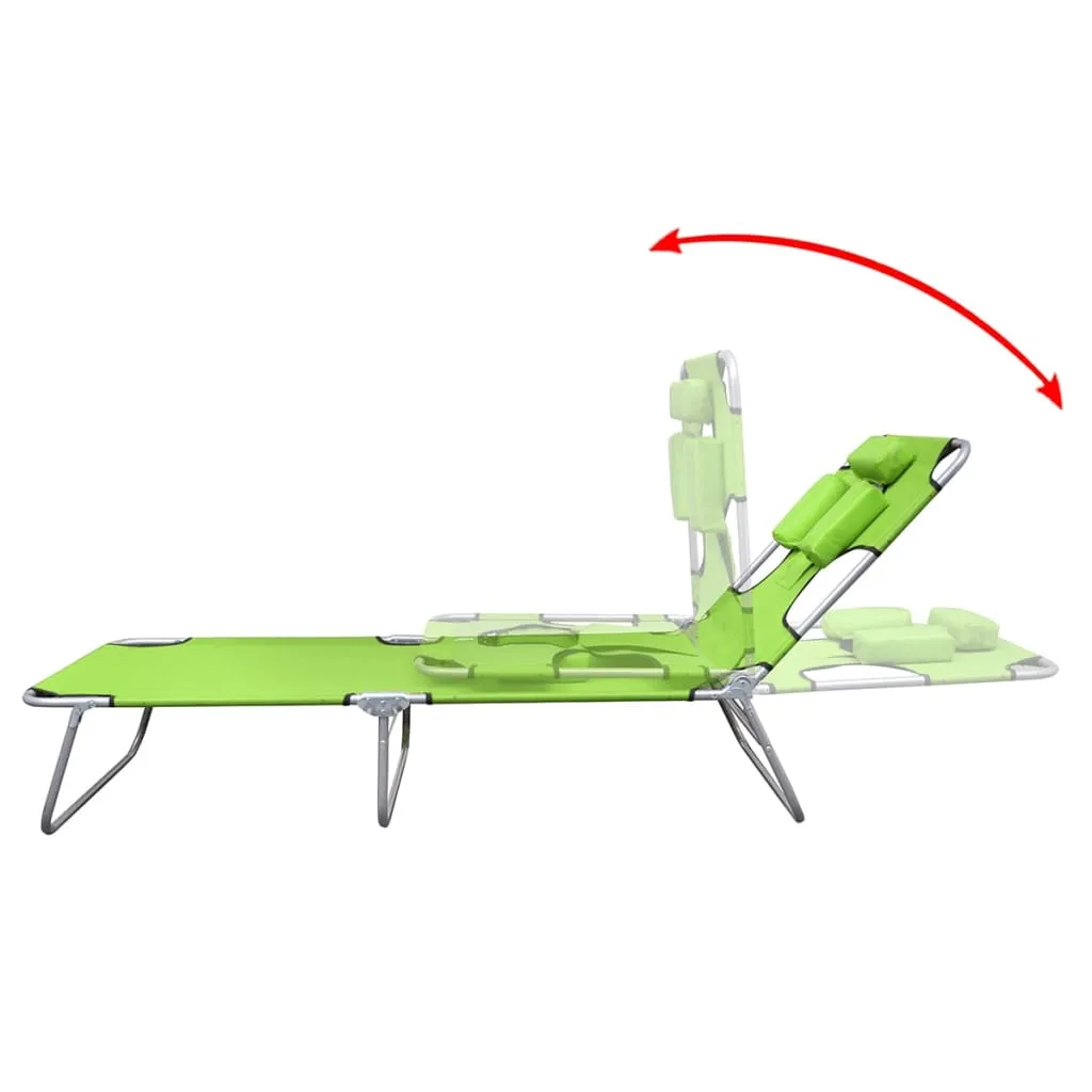 Patio Lounge Chair Folding Sunlounger Sunbed with Head Cushion Steel
