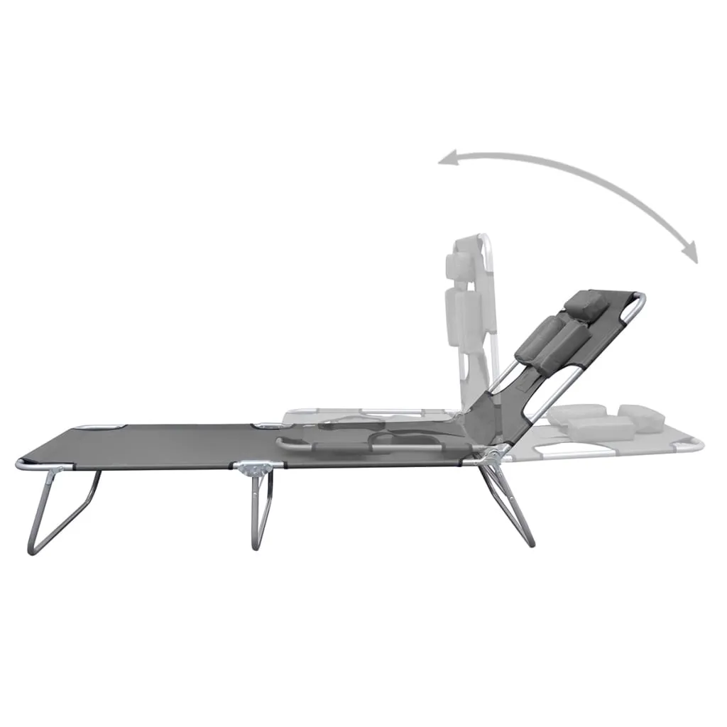 Patio Lounge Chair Folding Sunlounger Sunbed with Head Cushion Steel
