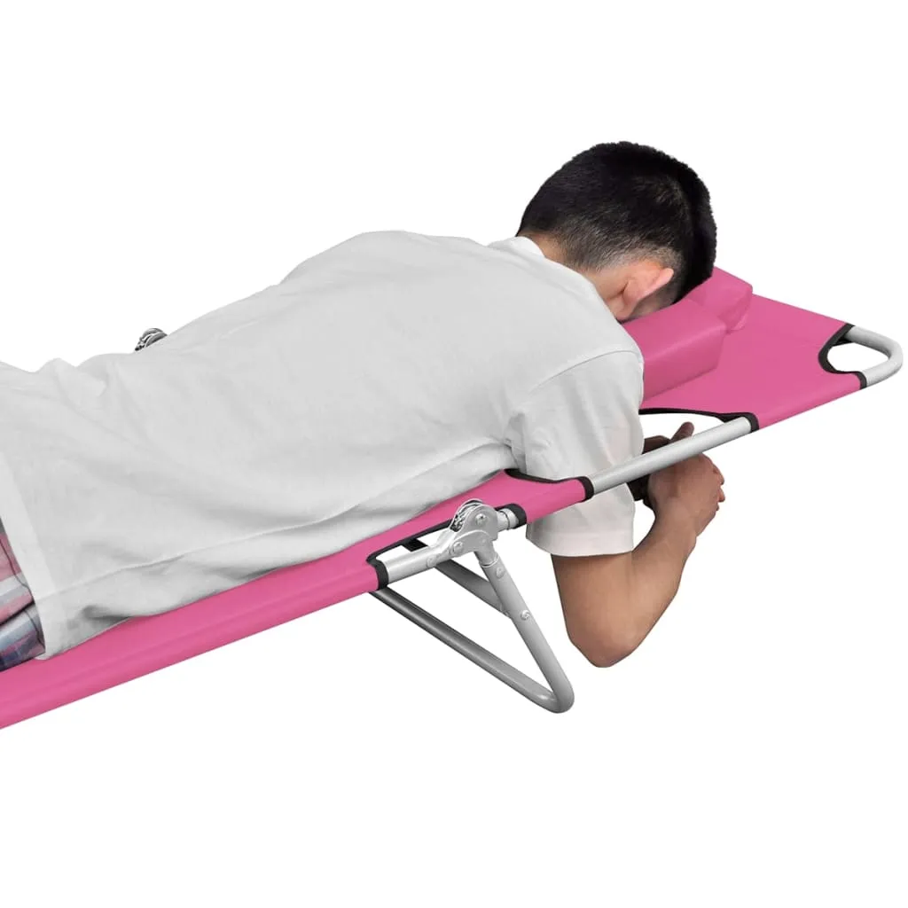 Patio Lounge Chair Folding Sunlounger Sunbed with Head Cushion Steel