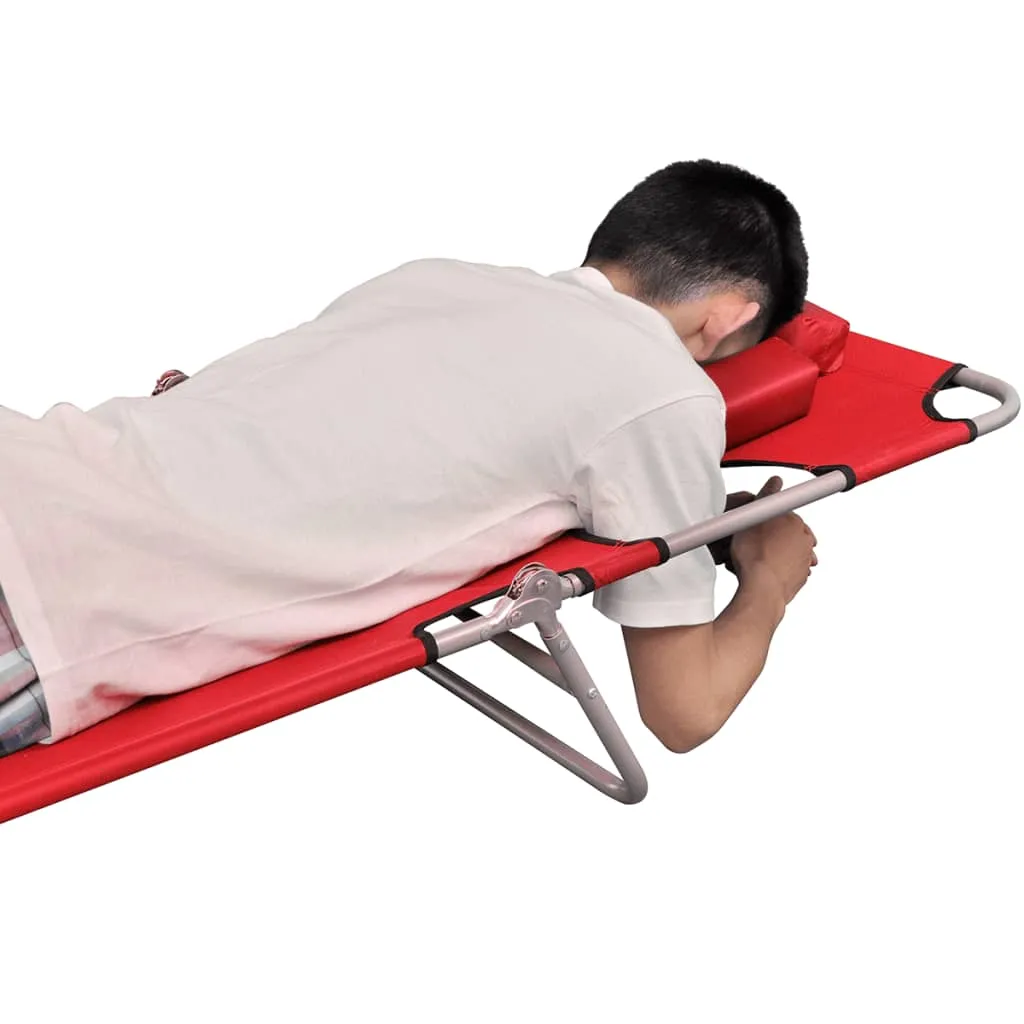 Patio Lounge Chair Folding Sunlounger Sunbed with Head Cushion Steel