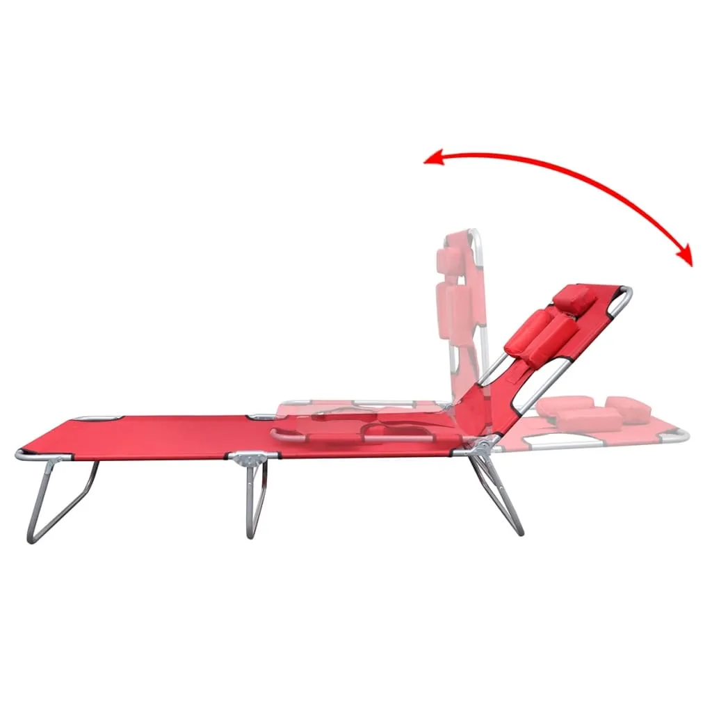 Patio Lounge Chair Folding Sunlounger Sunbed with Head Cushion Steel