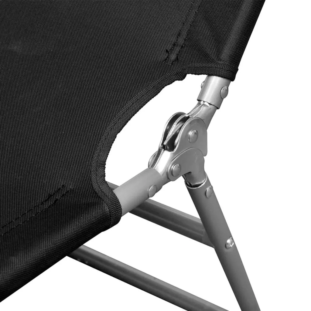 Patio Lounge Chair Folding Sunlounger Sunbed with Head Cushion Steel