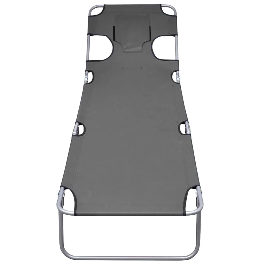 Patio Lounge Chair Folding Sunlounger Sunbed with Head Cushion Steel
