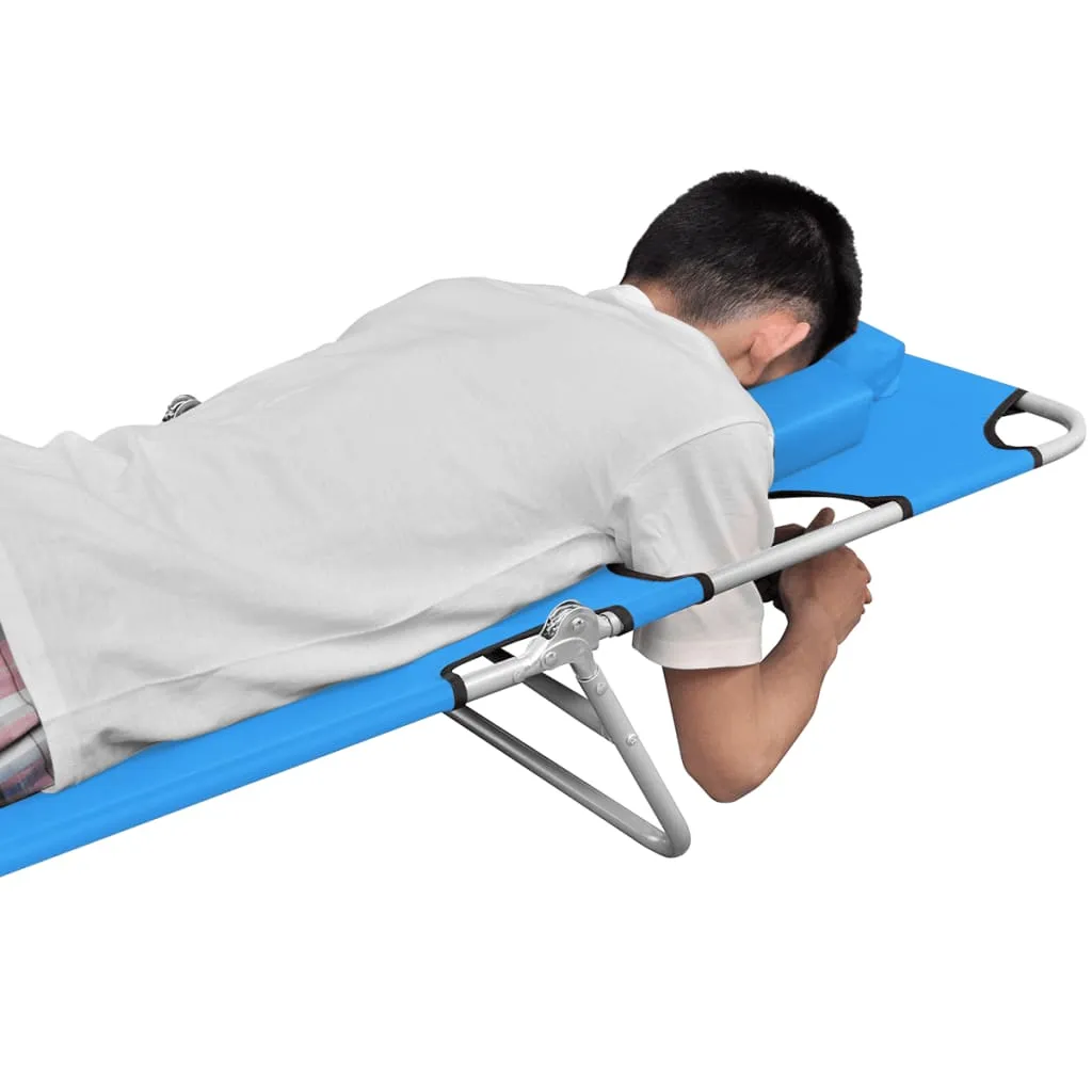 Patio Lounge Chair Folding Sunlounger Sunbed with Head Cushion Steel