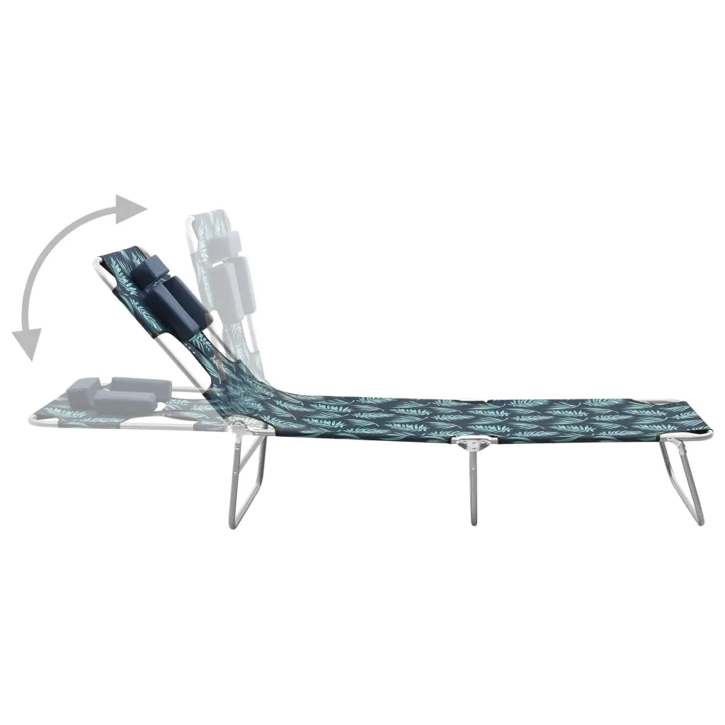 Patio Lounge Chair Folding Sunlounger Sunbed with Head Cushion Steel
