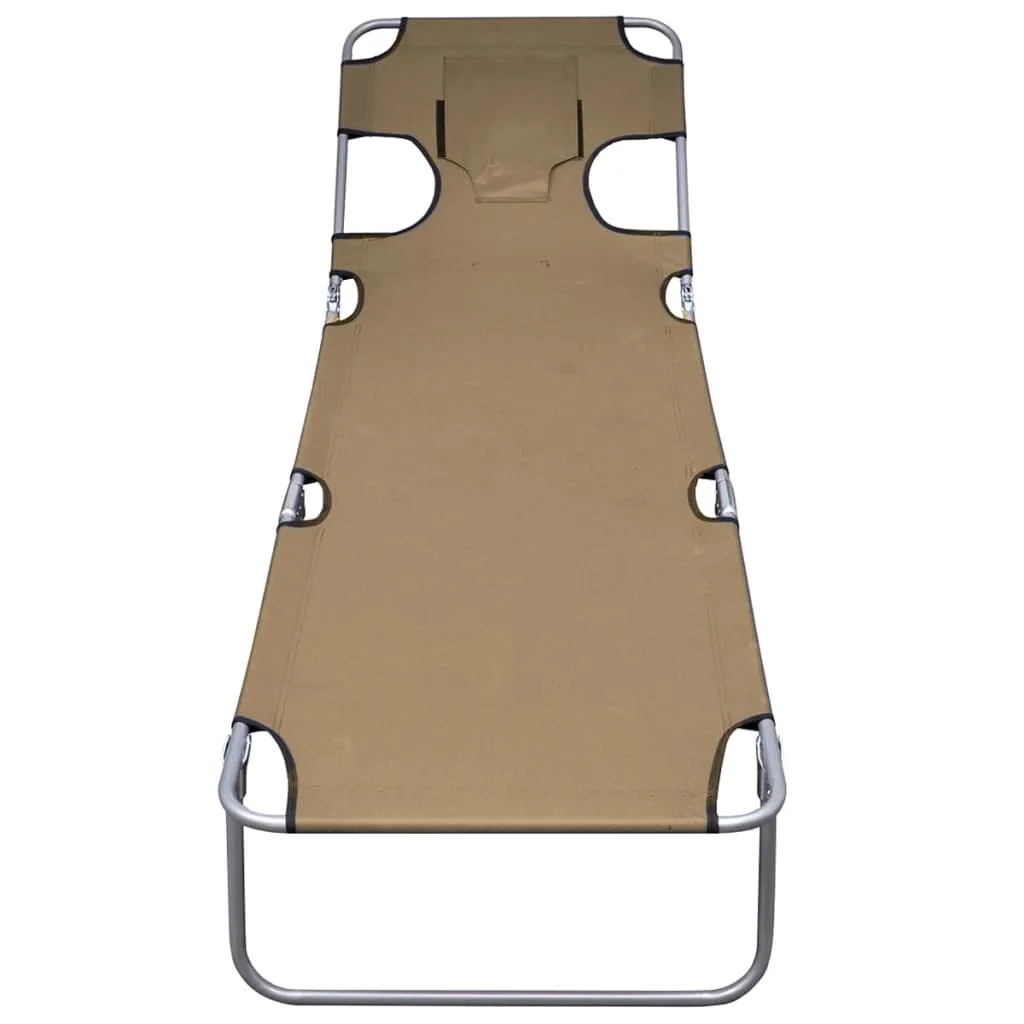 Patio Lounge Chair Folding Sunlounger Sunbed with Head Cushion Steel