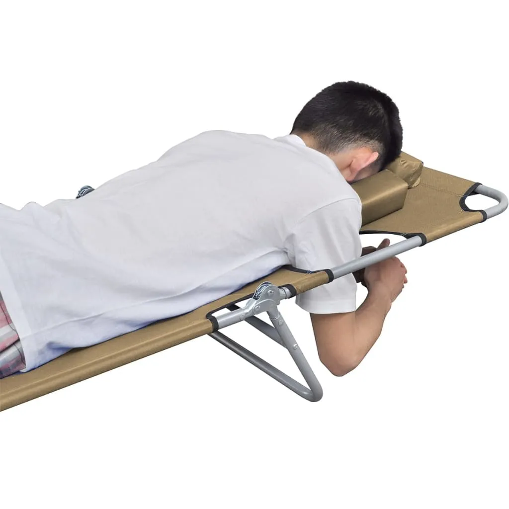 Patio Lounge Chair Folding Sunlounger Sunbed with Head Cushion Steel
