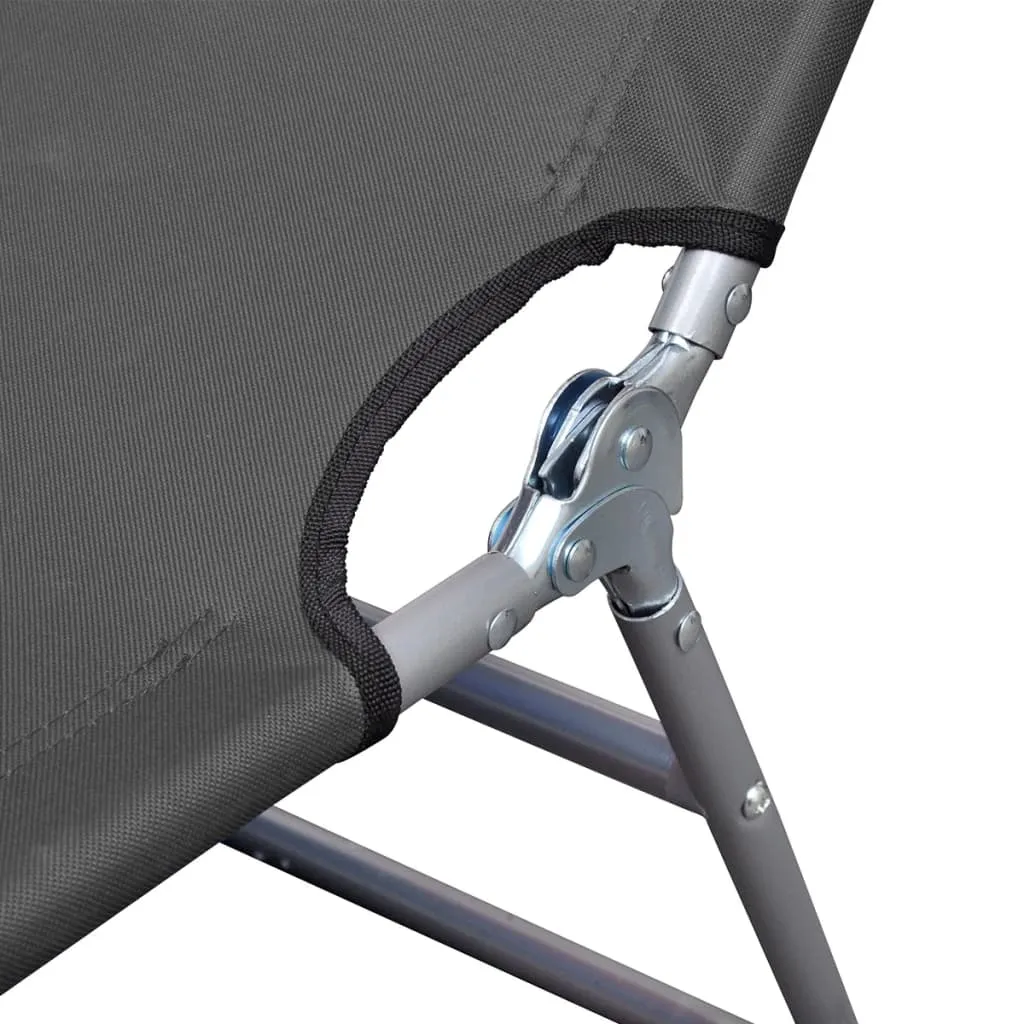 Patio Lounge Chair Folding Sunlounger Sunbed with Head Cushion Steel