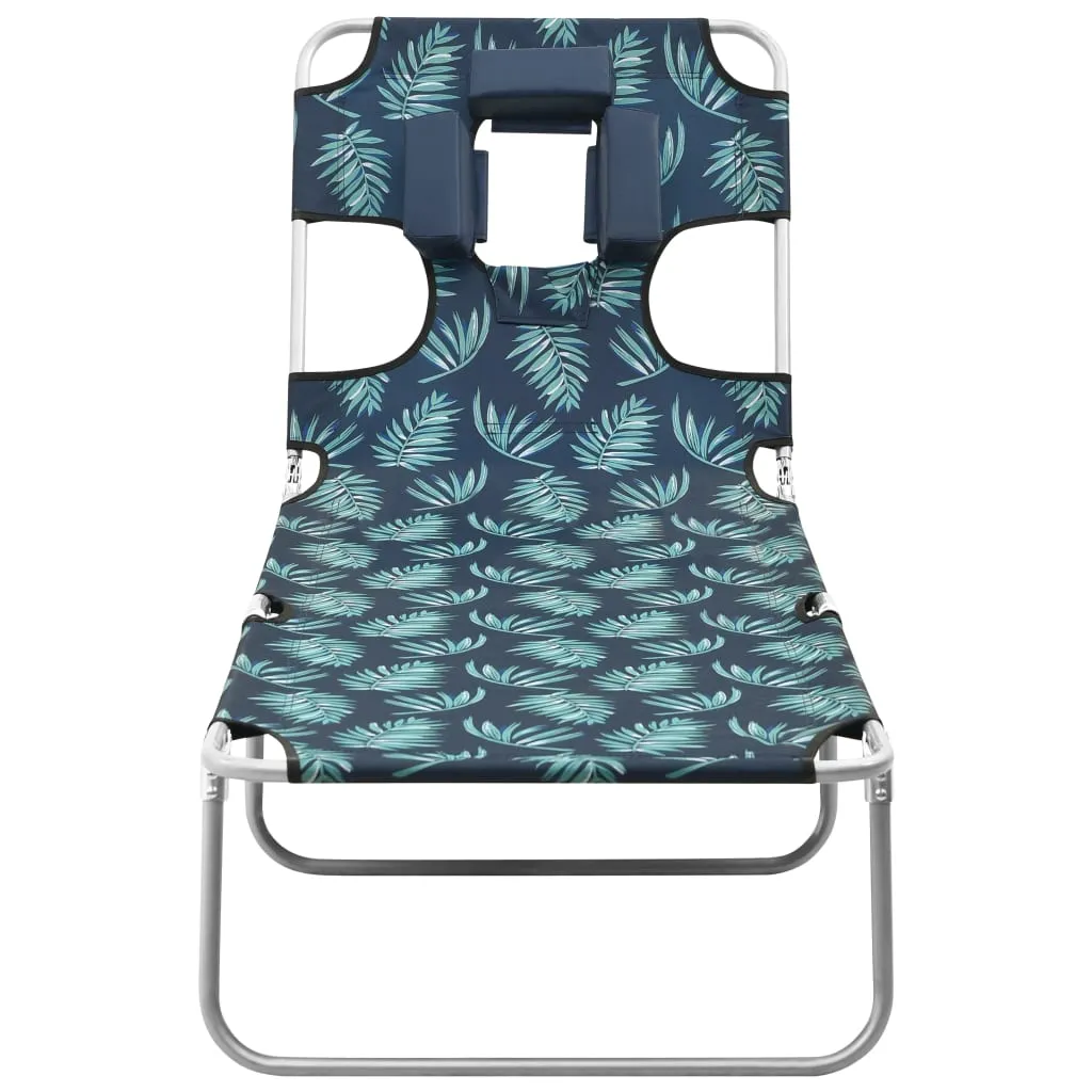 Patio Lounge Chair Folding Sunlounger Sunbed with Head Cushion Steel