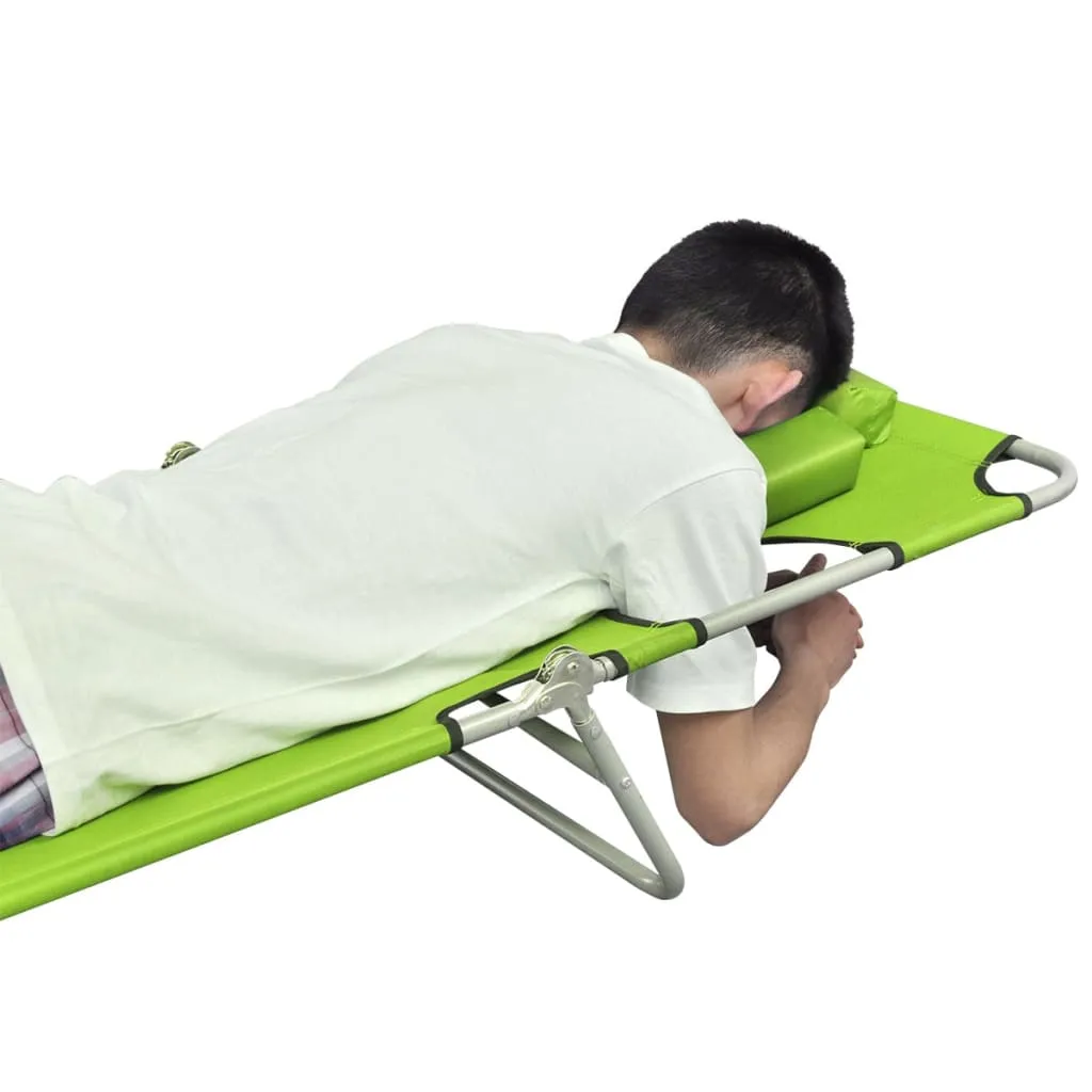 Patio Lounge Chair Folding Sunlounger Sunbed with Head Cushion Steel