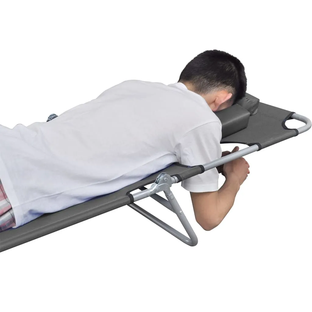 Patio Lounge Chair Folding Sunlounger Sunbed with Head Cushion Steel