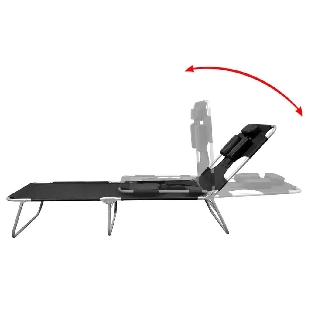 Patio Lounge Chair Folding Sunlounger Sunbed with Head Cushion Steel