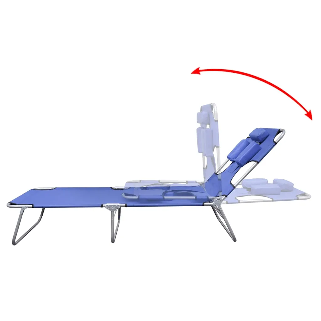 Patio Lounge Chair Folding Sunlounger Sunbed with Head Cushion Steel