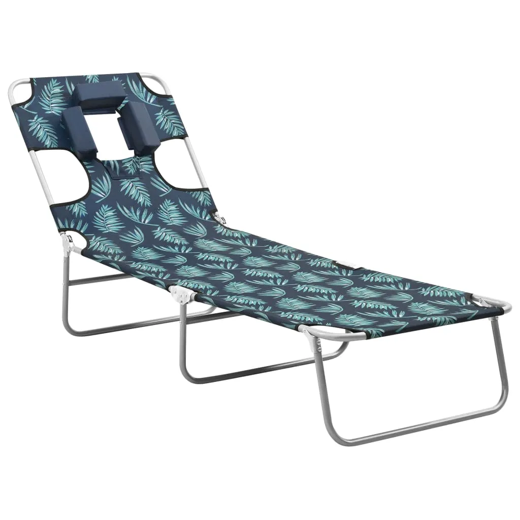 Patio Lounge Chair Folding Sunlounger Sunbed with Head Cushion Steel