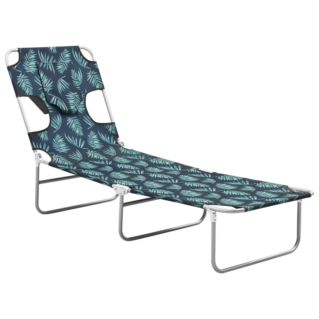 Patio Lounge Chair Folding Sunlounger Sunbed with Head Cushion Steel