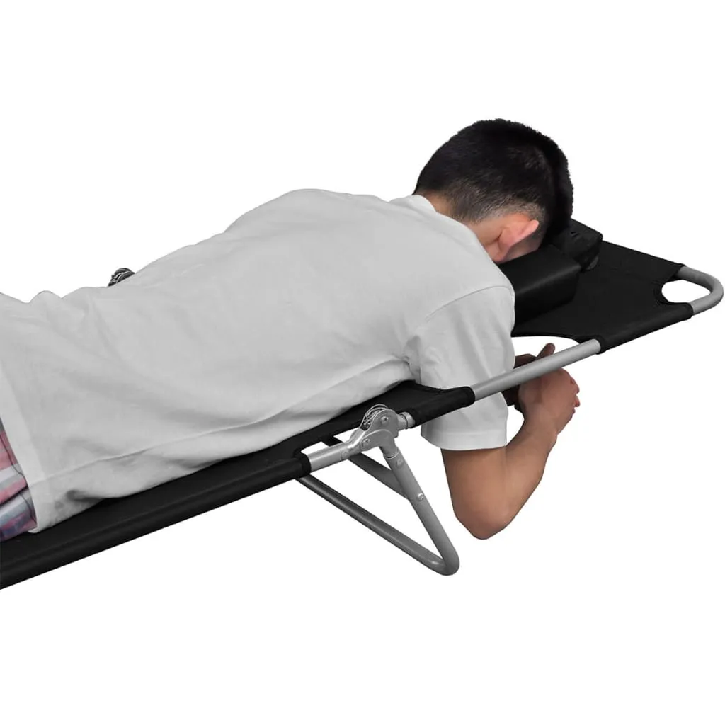 Patio Lounge Chair Folding Sunlounger Sunbed with Head Cushion Steel