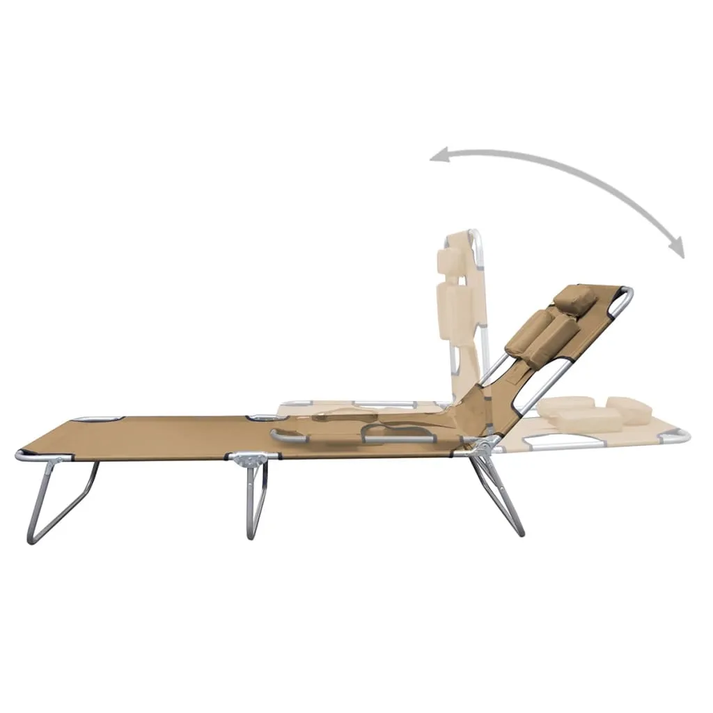 Patio Lounge Chair Folding Sunlounger Sunbed with Head Cushion Steel