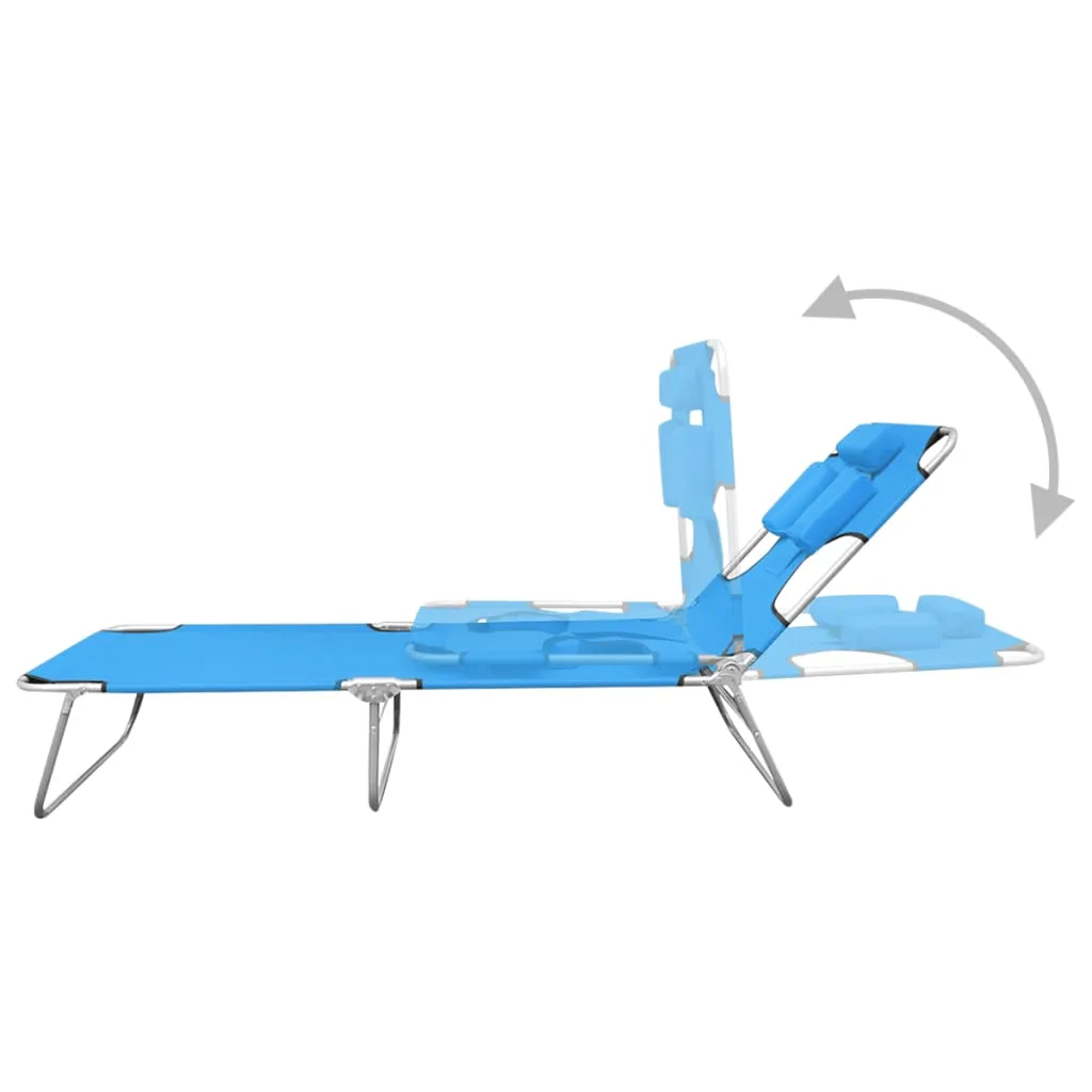 Patio Lounge Chair Folding Sunlounger Sunbed with Head Cushion Steel
