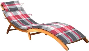 Patio Sun Lounger with Cushion Solid Acacia Woodpatio Tanning Chair Camping Chairs Recliner Suitable for Garden Courtyard