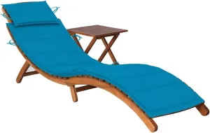 Patio Sun Lounger with Table and Cushion Solid Acacia Woodoutdoor Lounge Chairs Tanning Chair Camping Chairs Recliner chairSuitable for Gardens, courtyards