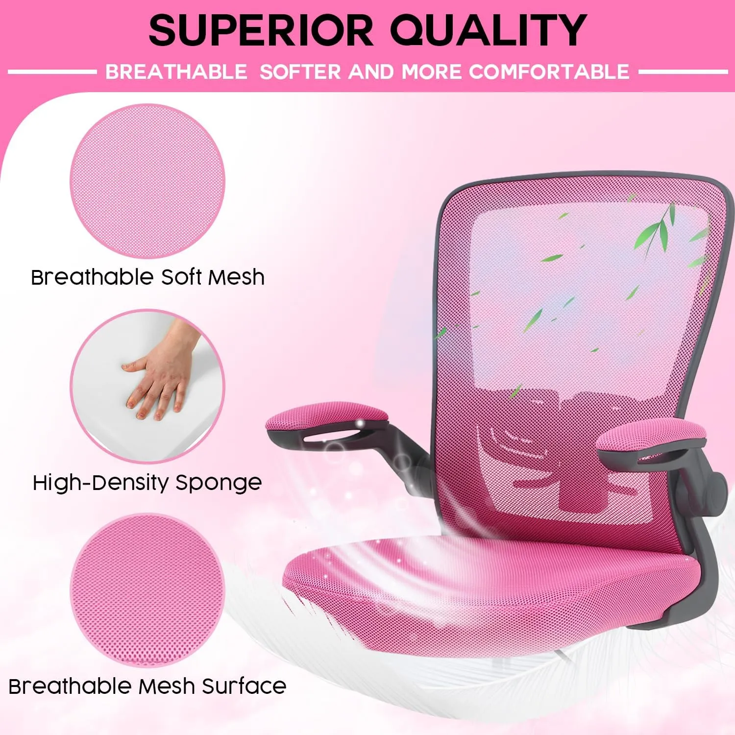 PayLessHere Ergonomic Drafting Chair Tall Office Chair High Adjustable Standing Desk Chair with Lumbar Support Mesh Back Footrest Flip-Up Arms for Office Computer Desk Standing Desk, Pink