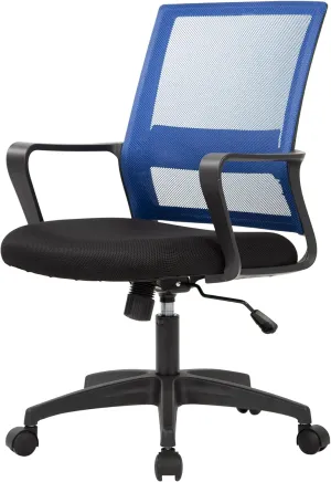 PayLessHere Gaming Chair Ergonomic Computer Chair Office Chair Video Game Chairs with Lumbar Support Desk Chair Armrest Mid Black Cushion Swivel Rolling Chair with Wheels for Home Office (Blue)