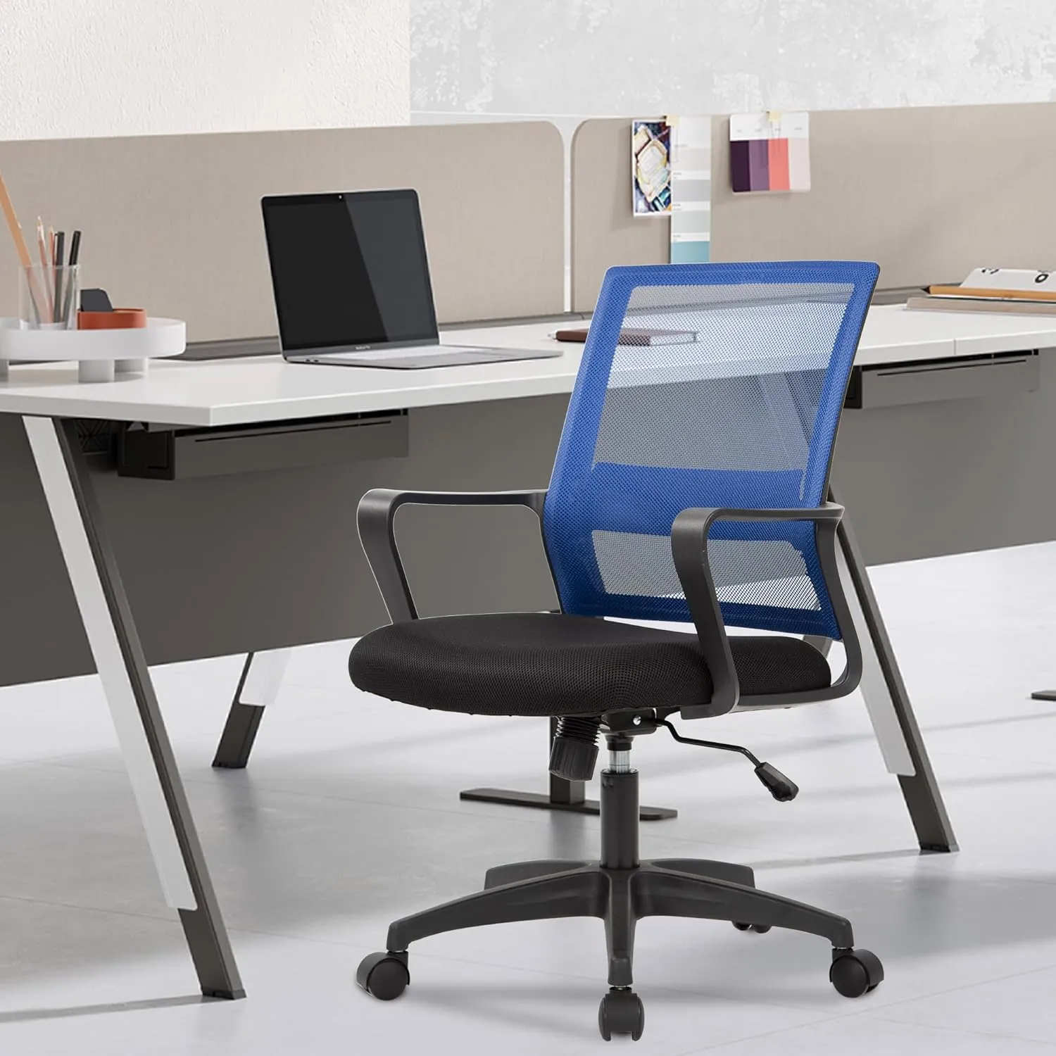 PayLessHere Gaming Chair Ergonomic Computer Chair Office Chair Video Game Chairs with Lumbar Support Desk Chair Armrest Mid Black Cushion Swivel Rolling Chair with Wheels for Home Office (Blue)