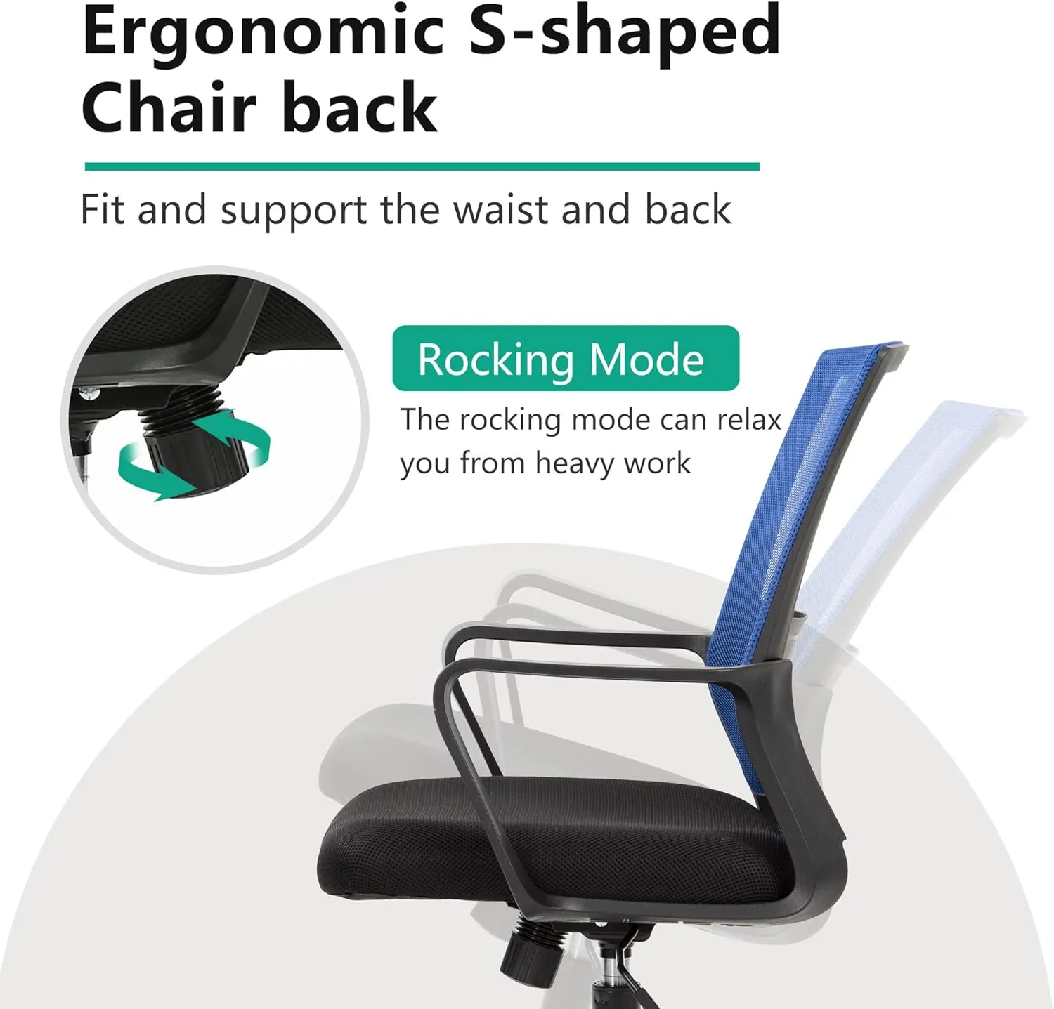 PayLessHere Gaming Chair Ergonomic Computer Chair Office Chair Video Game Chairs with Lumbar Support Desk Chair Armrest Mid Black Cushion Swivel Rolling Chair with Wheels for Home Office (Blue)
