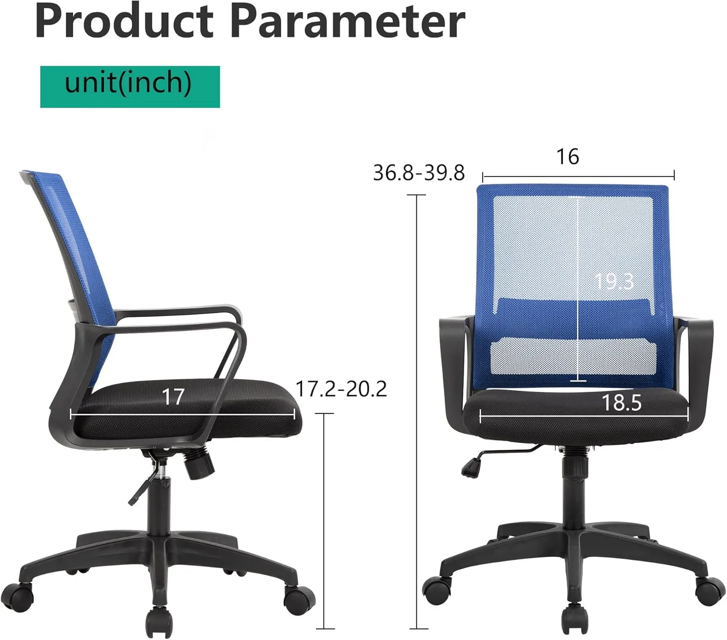 PayLessHere Gaming Chair Ergonomic Computer Chair Office Chair Video Game Chairs with Lumbar Support Desk Chair Armrest Mid Black Cushion Swivel Rolling Chair with Wheels for Home Office (Blue)