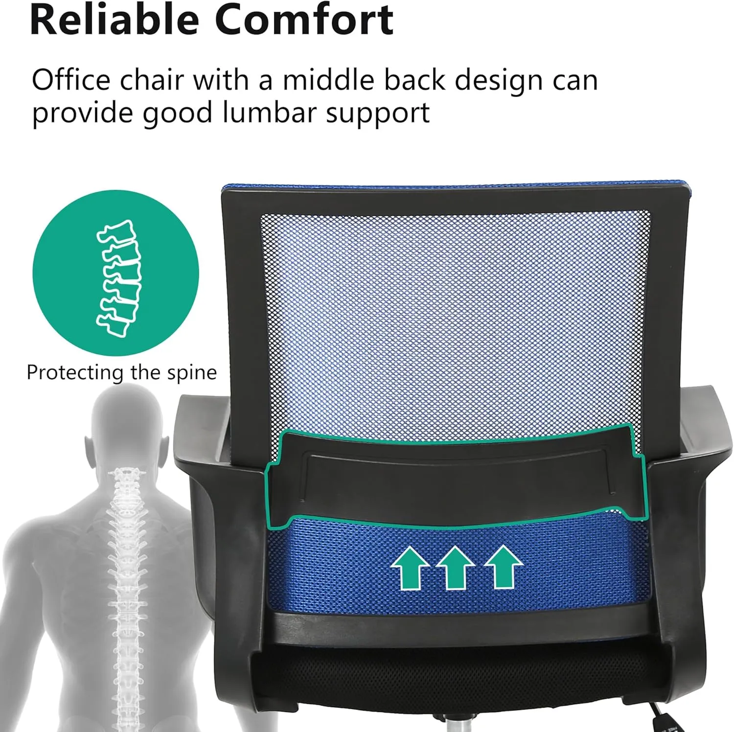PayLessHere Gaming Chair Ergonomic Computer Chair Office Chair Video Game Chairs with Lumbar Support Desk Chair Armrest Mid Black Cushion Swivel Rolling Chair with Wheels for Home Office (Blue)