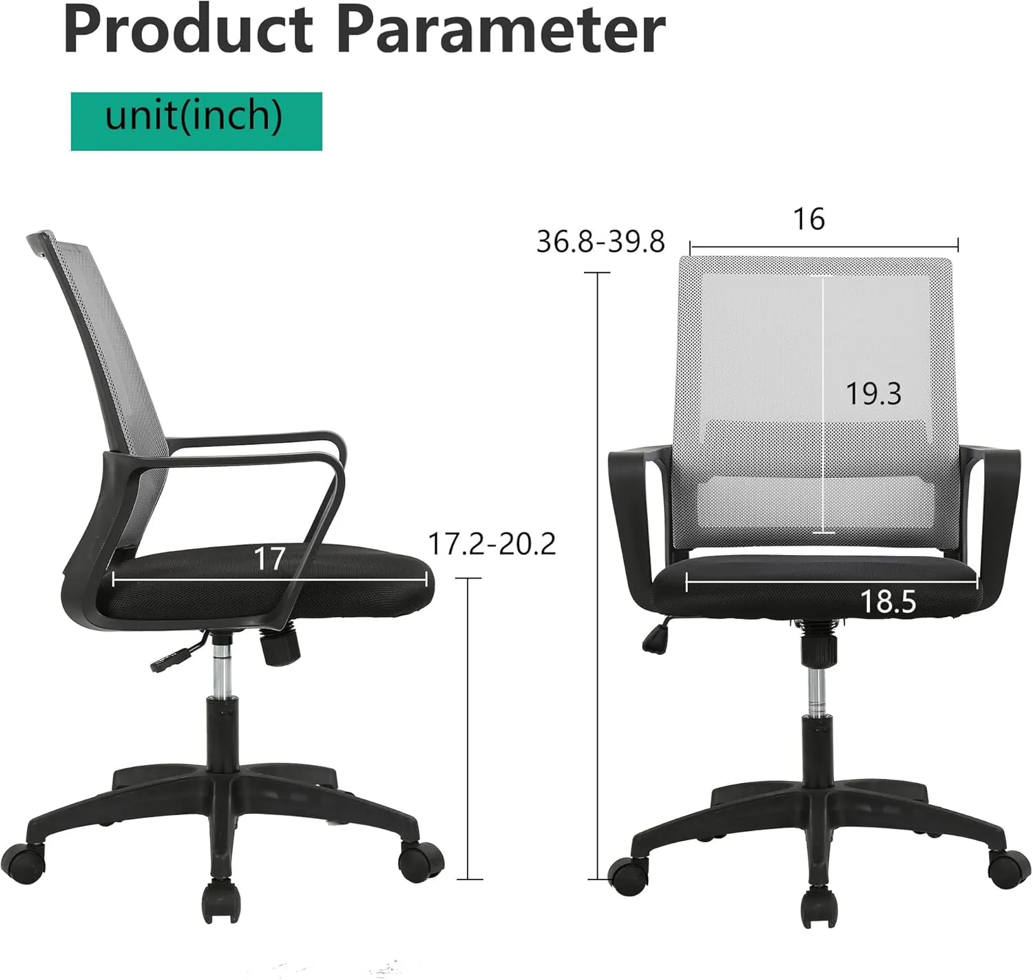 PayLessHere Gaming Chair Ergonomic Computer Chair Office Chair Video Game Chairs with Lumbar Support Desk Chair Armrest Mid Black Cushion Swivel Rolling Chair with Wheels for Home Office (Grey)