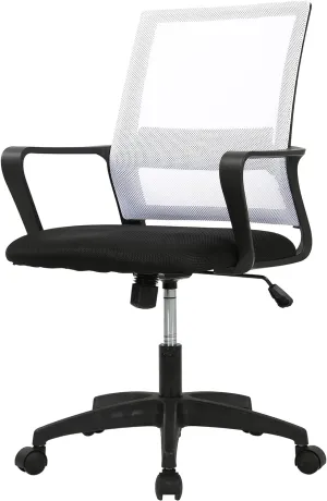 PayLessHere Gaming Chair Ergonomic Computer Chair Office Chair Video Game Chairs with Lumbar Support Desk Chair Armrest Mid Black Cushion Swivel Rolling Chair with Wheels for Home Office (White)