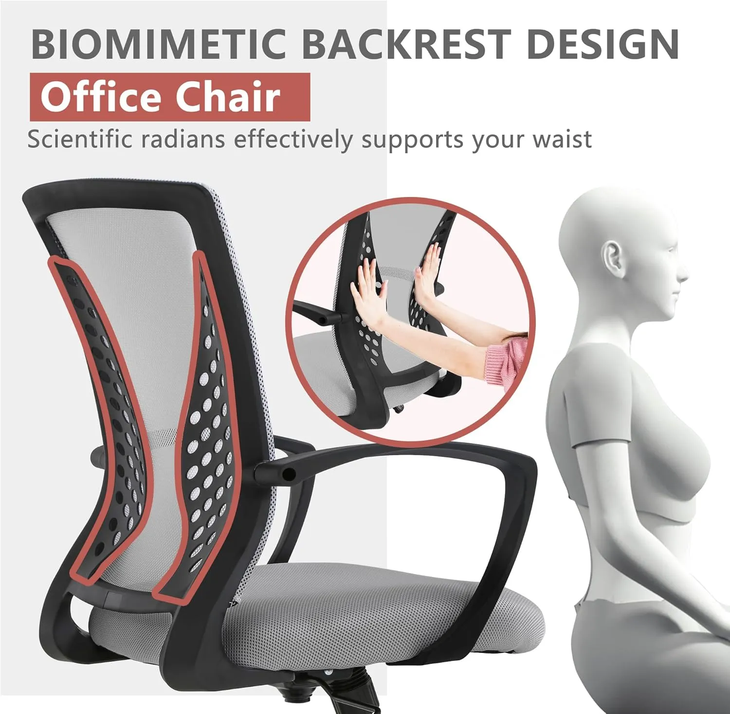 PayLessHere Office Computer Gaming Chair Ergonomic Mesh Desk Chair Adjustable Video Game Chairs with 360 Degrees Swivel Wheels Armrest Lumbar Support for Home Office,Grey