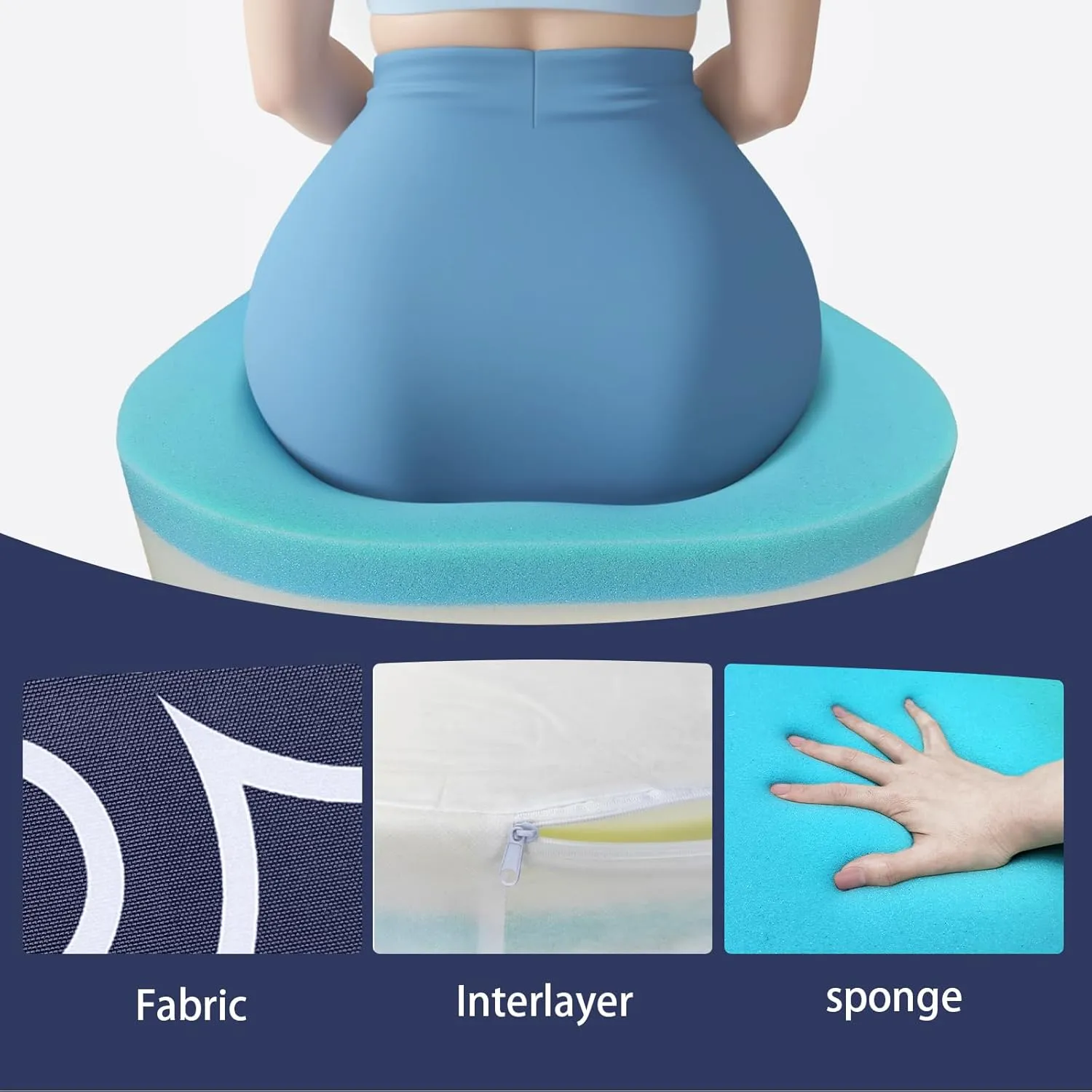 Pcinfuns Outdoor Chair Cushions Set of 4,Thick 17" x 16" x 3" Cushion for Patio Furniture,Round Corner Patio Chair Pads with Ties, Memory Foam Outdoor Seat Cushions,Blue Geometry
