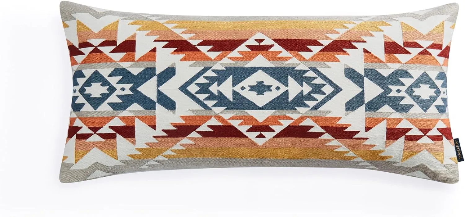 PENDLETON 31807 Bridge Creek Bed Embroidered Hug Hypoallergenic Breathable Cotton Pillowcase Comfy Luxury Western Farmhouse Home Decor, Neck Pillow for Sleeping, 16 x 30-inch, Tan
