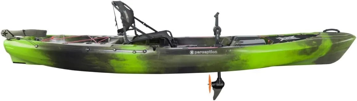 Perception Pescador Pilot 12 | Sit on Top Fishing Kayak with Pedal Drive | Adjustable Lawn Chair Seat and Tackle Storage Areas | 12'