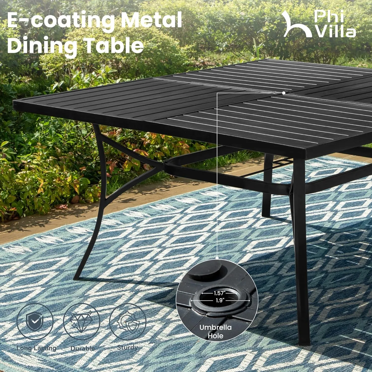 PHI VILLA 9 Pcs Patio Dining Set with Large Square Metal Dining Table & 8 Outdoor Textilene Fabric Swivel Dining Chairs, Outside Table Chair Furniture Dining Set for 8 Person