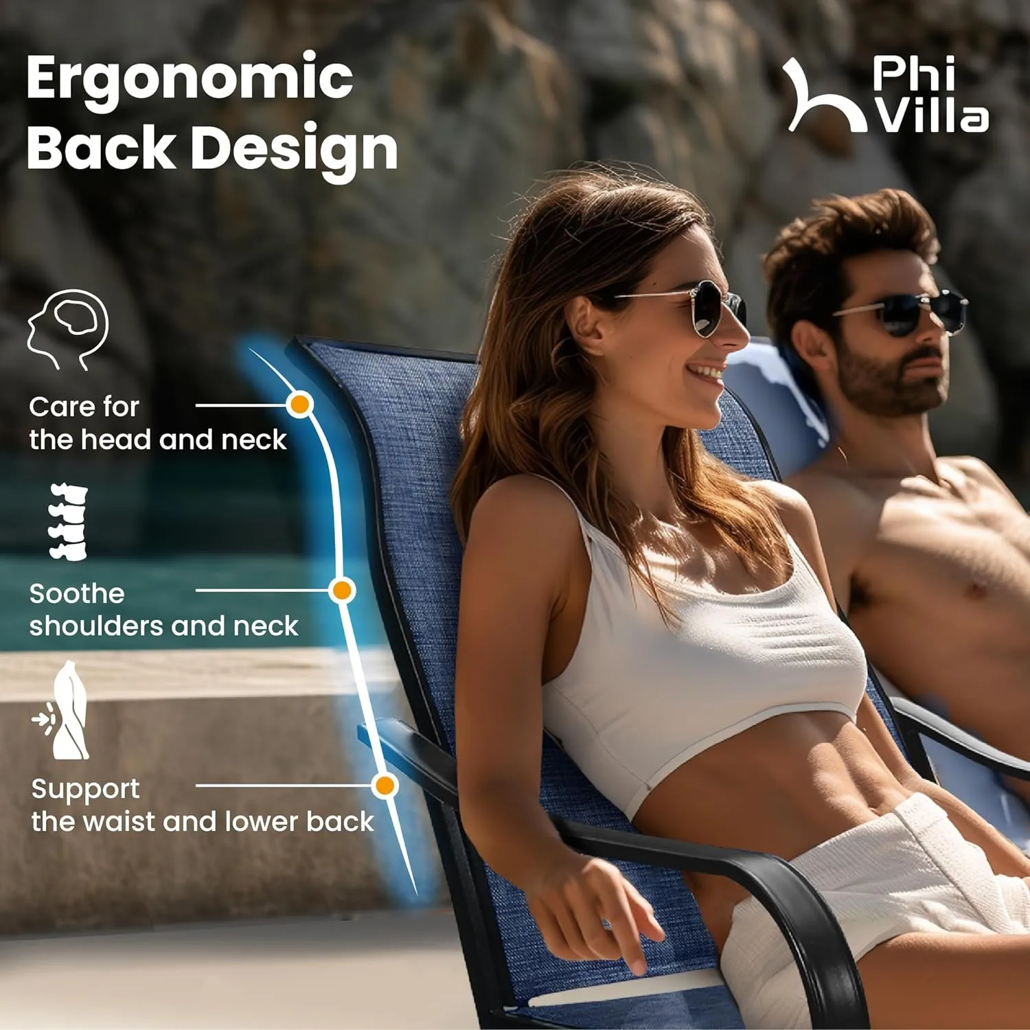 PHI VILLA 9 Piece Outdoor Patio Dining Set, Large Square Metal Dining Table and 8 Outdoor Swivel Dining Chairs, Patio Table and Blue Chair Furniture Dining Set for 8 Person