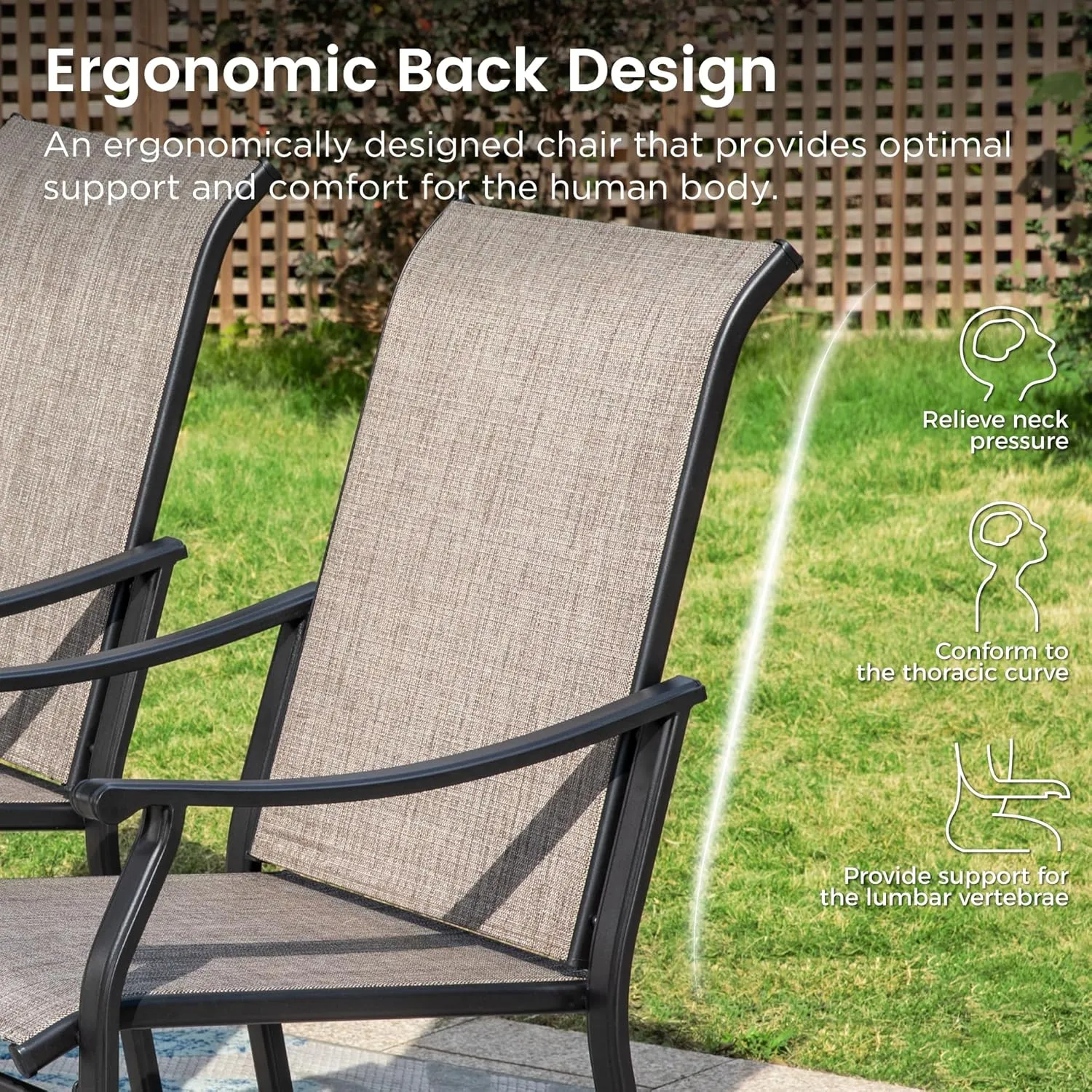 PHI VILLA Outdoor Dining Chairs Set of 4, Breathable Textilene Fabric and Metal Frame with Backrest and Armrest,Quick-Dry and Rustproof,Patio Chairs for Lawn,Garden