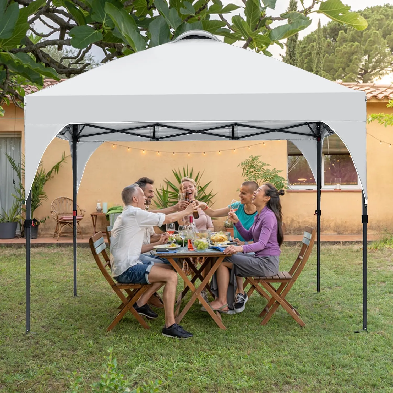 Pop Up Canopy, 8x8 FT Instant Outdoor Canopy Tent with Carrying Bag, 3 Adjustable Heights - Portable for Event, Parties, Camping and More Outdoor Activities
